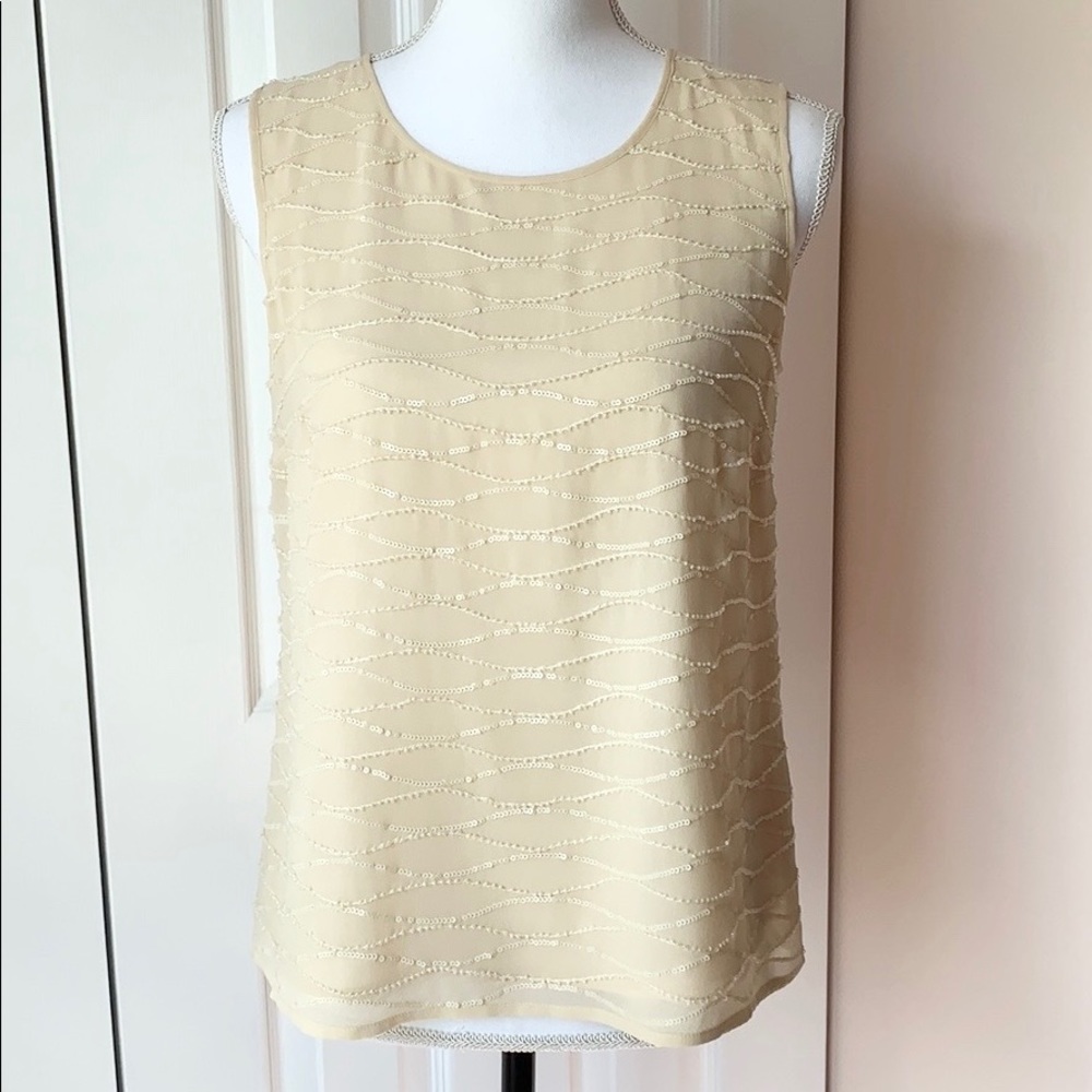 🌟NWOT Beige Talbots Beaded Silk Top🌟